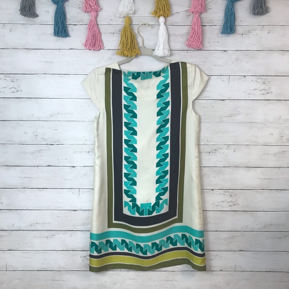 Milly of New York Geometric Silk Shift Dress - Picture 6 of 7